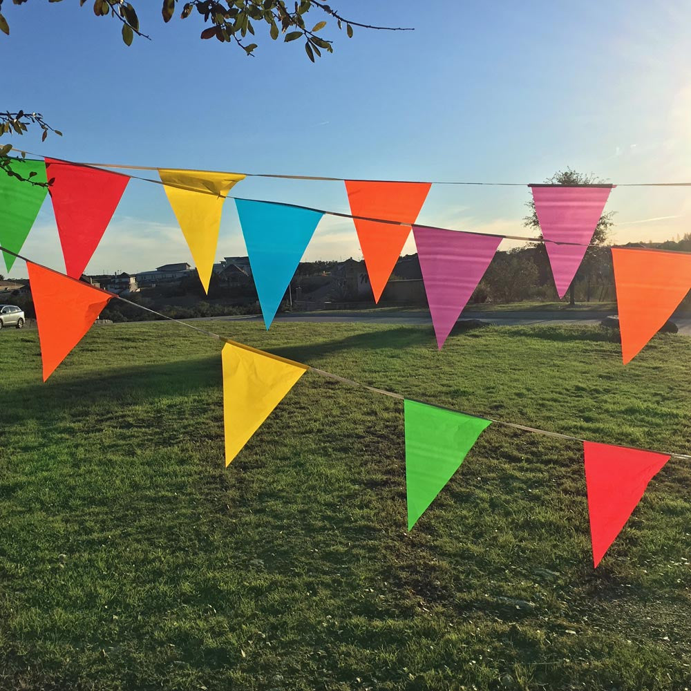 Plastic Flags on a Rope - Multi-Colored Pennant Banner