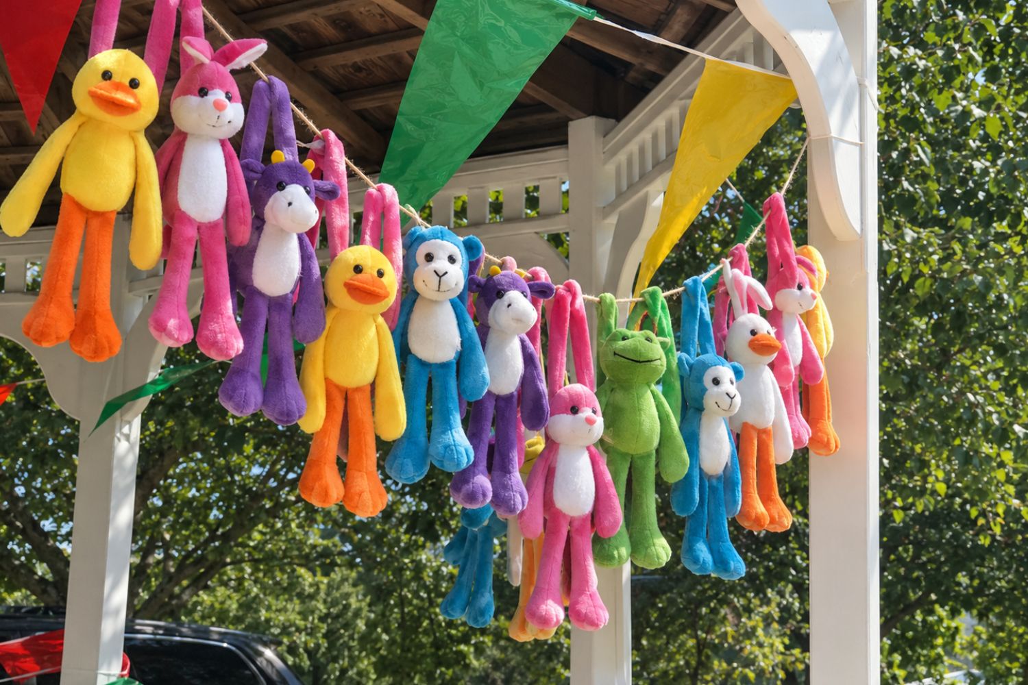 school carnival prizes hanging outside