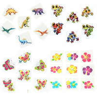 Thumbnail for bulk assortment of kiddie tattoos dinos, flowers, butterflies and frogs