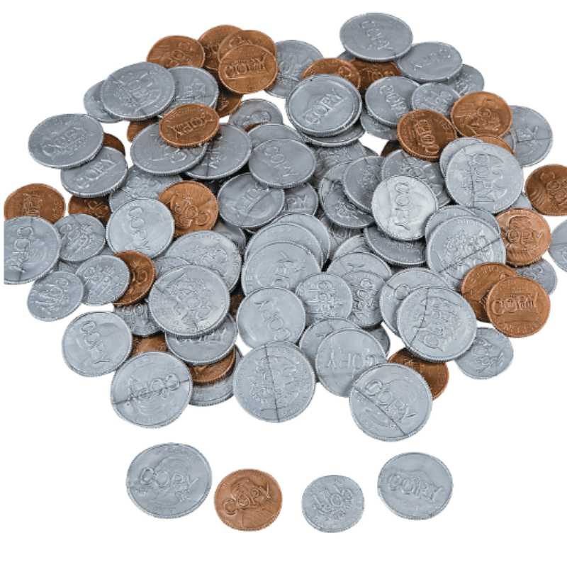 bulk plastic play money coins