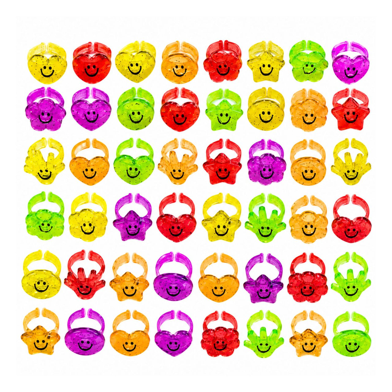 bulk small toys glitter smile face rings cheap prize