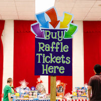 Thumbnail for buy raffle tickets here sign in a school cafeteria 