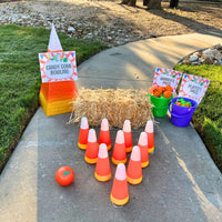 Thumbnail for candy corn fall bowling set outdoor setup