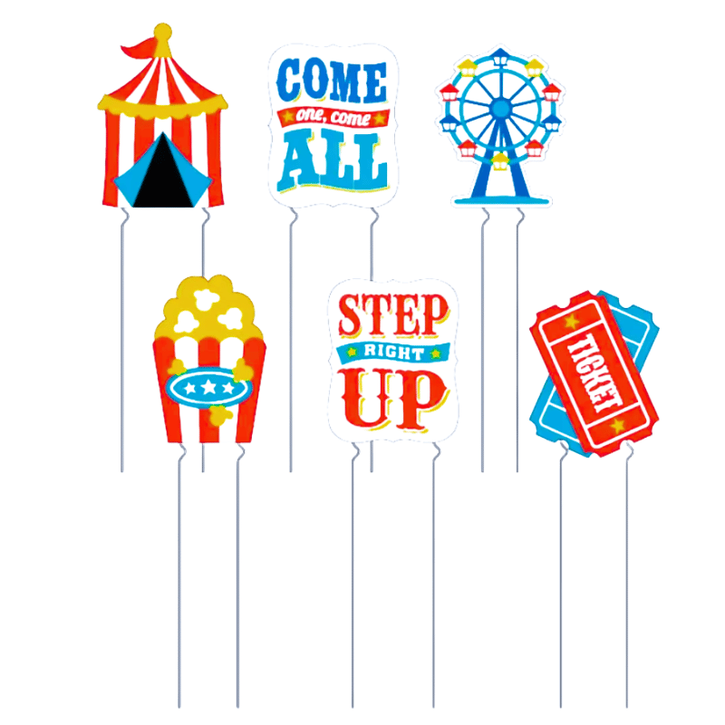 Carnival Themed Yard Sign - Includes Metal Stakes