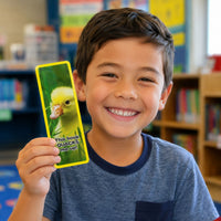 Thumbnail for child holding a cute bookmark with a duck