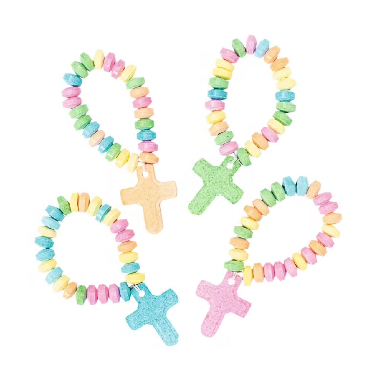 cross candy charms on candy bracelets