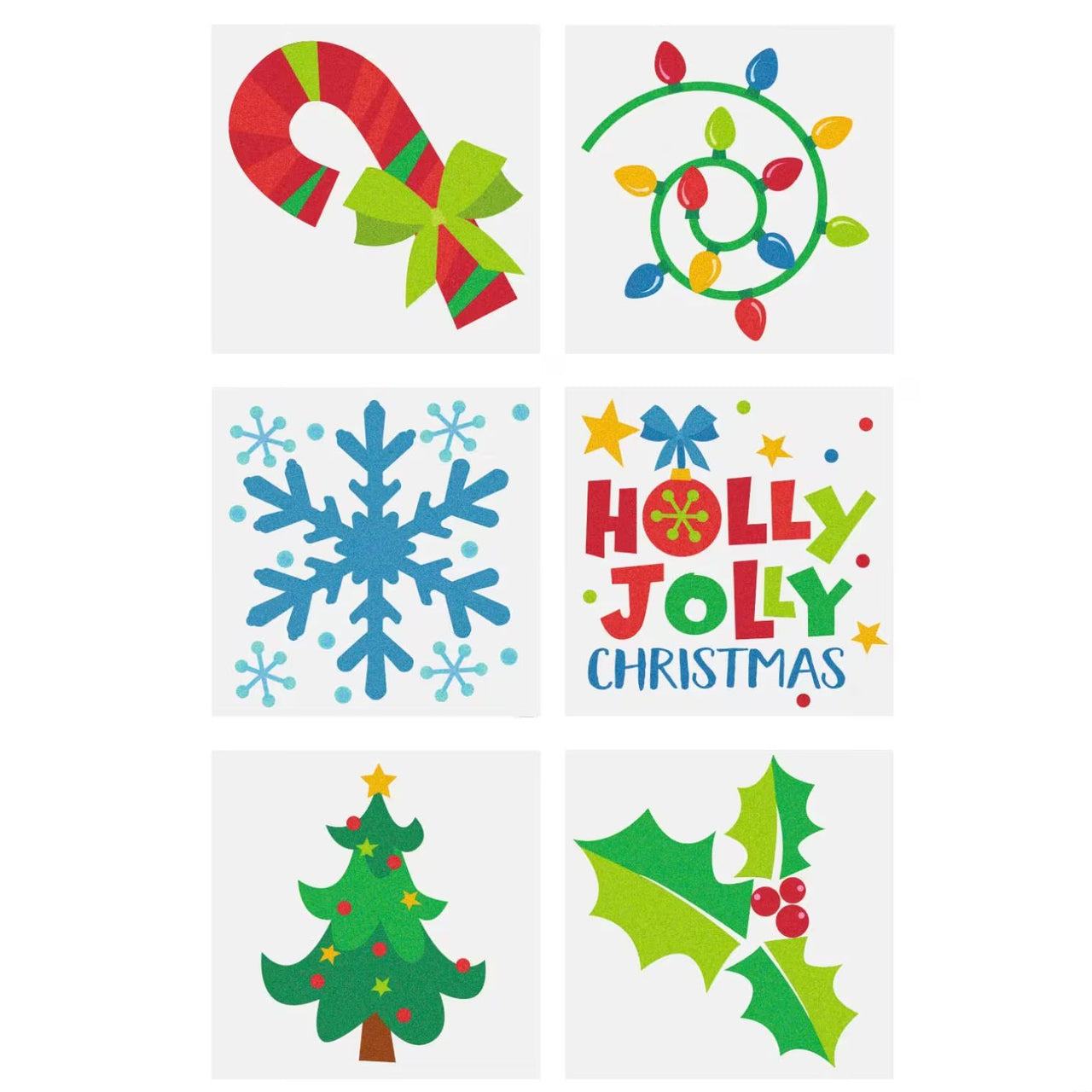 Bulk Glitter Temporary Holiday Tattoos (144 total pieces in 2 bags) 6¢ each