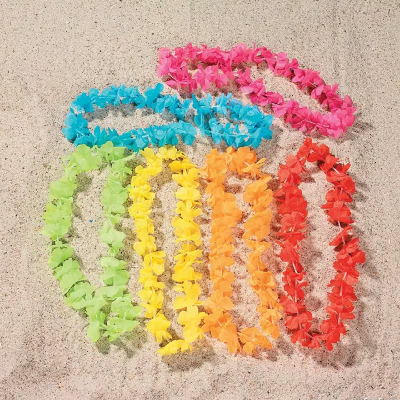 colorful flower leis bulk in sand