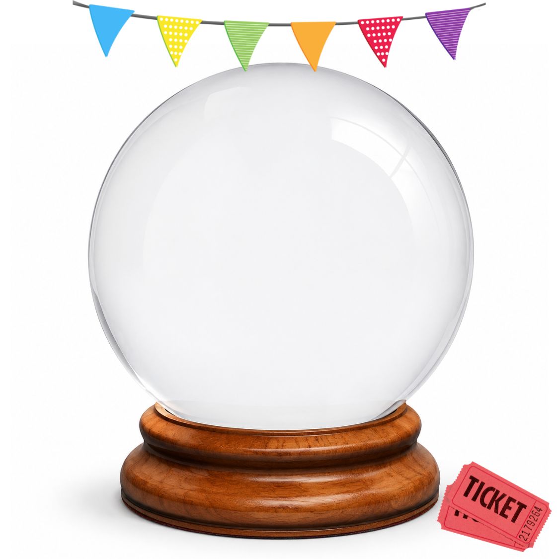Crystal ball showing carnival ticket estimate