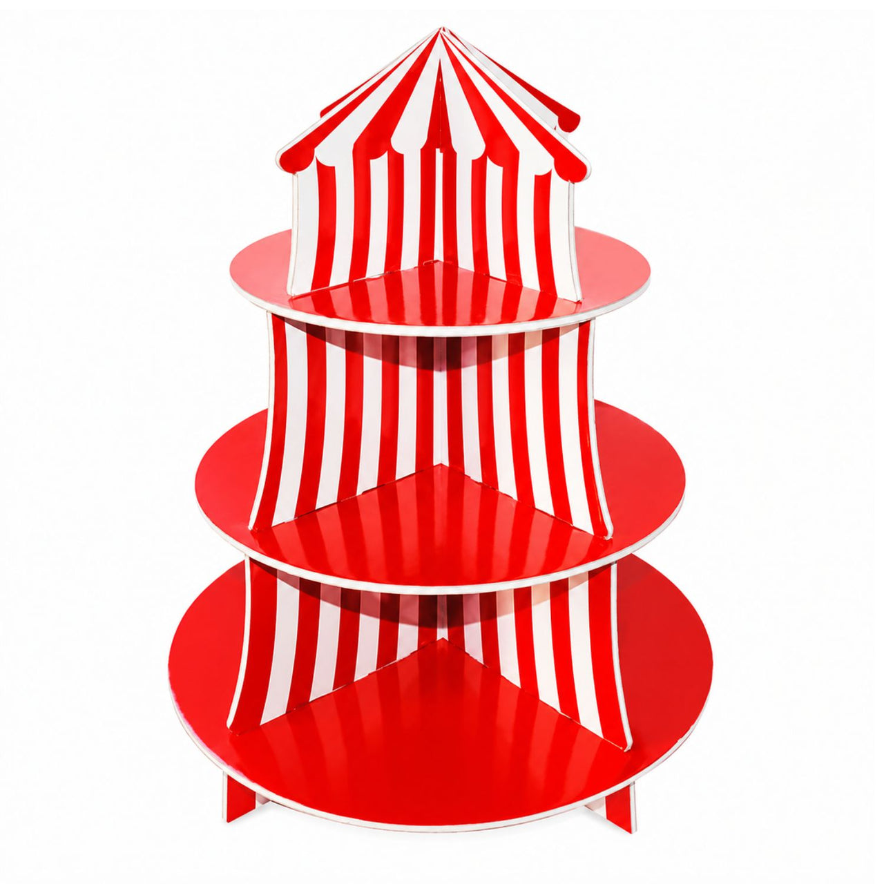 carnival themed red white cupcake stand
