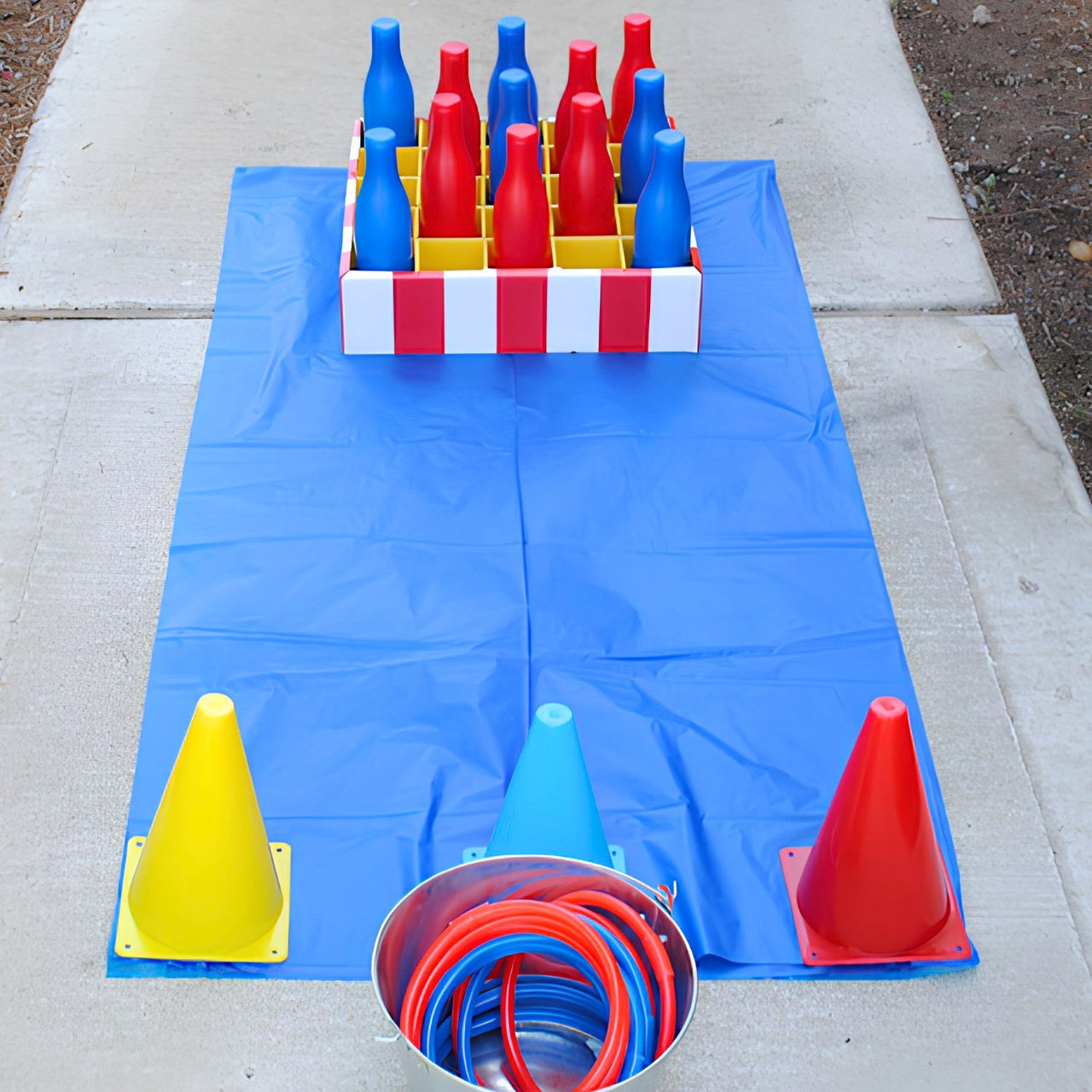 easy soda bottle toss game outside