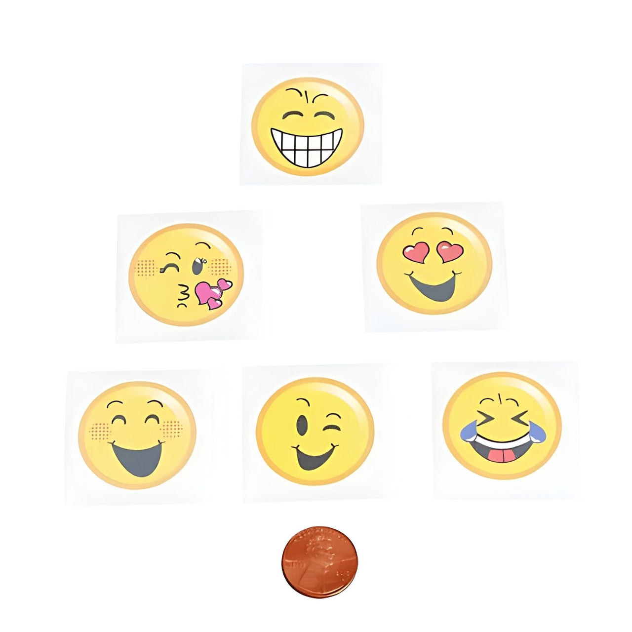 Emoji themed temporary tattoos