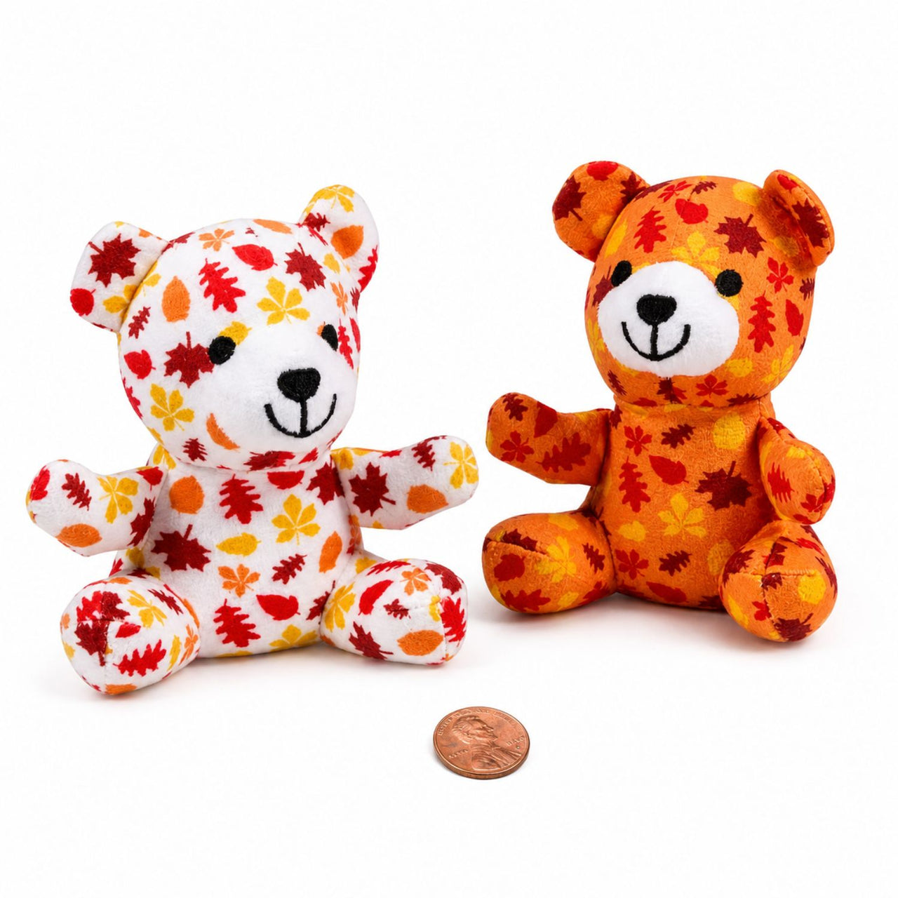 fall plush stuffed bears with fall leaves