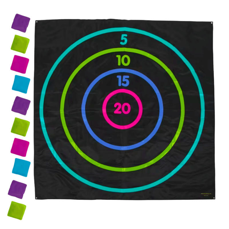 Giant target bean bag toss game with bean bags