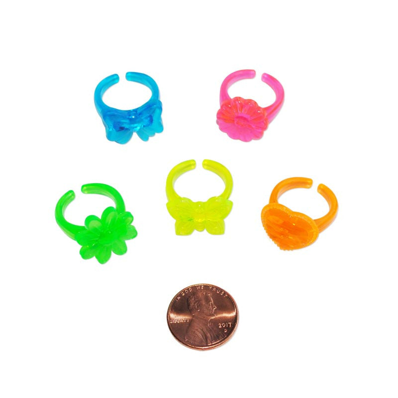 Bright Ring Assortment (288 total glitter rings in 2 bags) 7¢ each