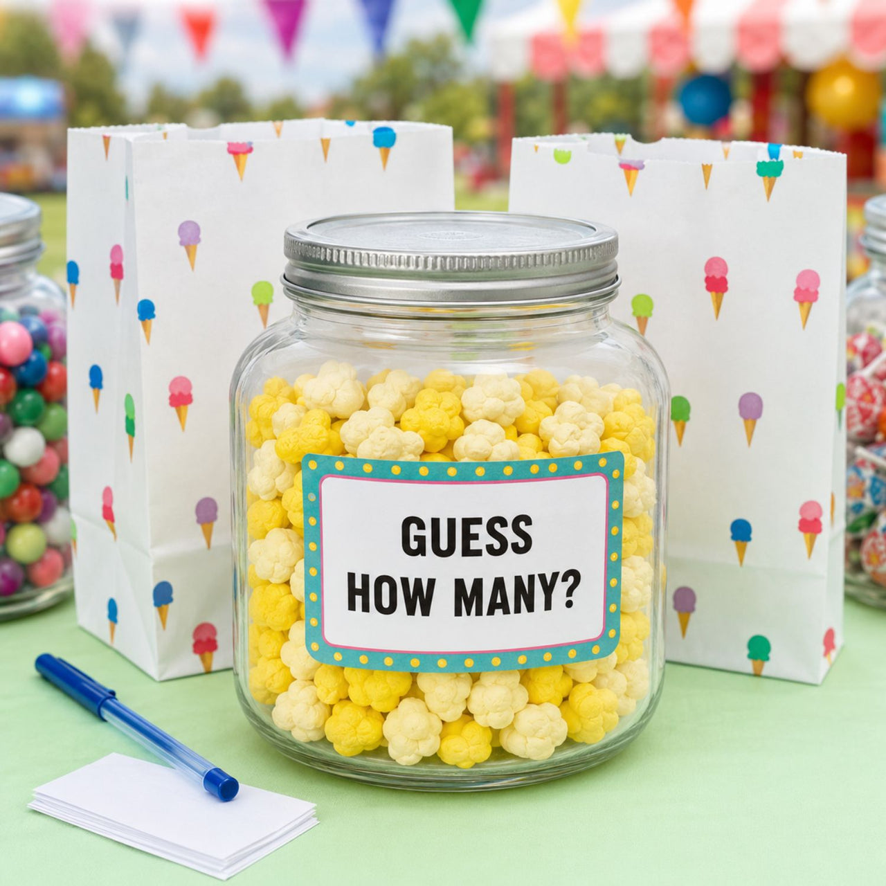 guessing game using popcorn erasers