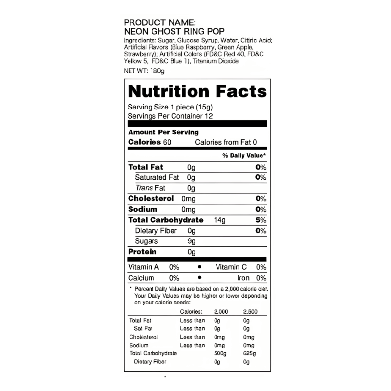 ghost ring pop nutrition facts