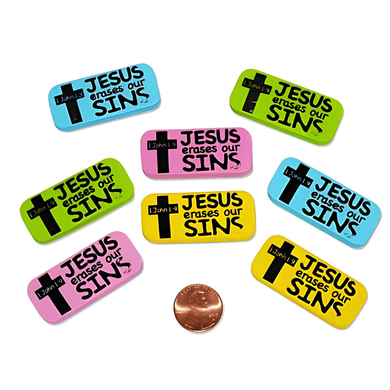 Jesus erasers our sins assorted color erasers