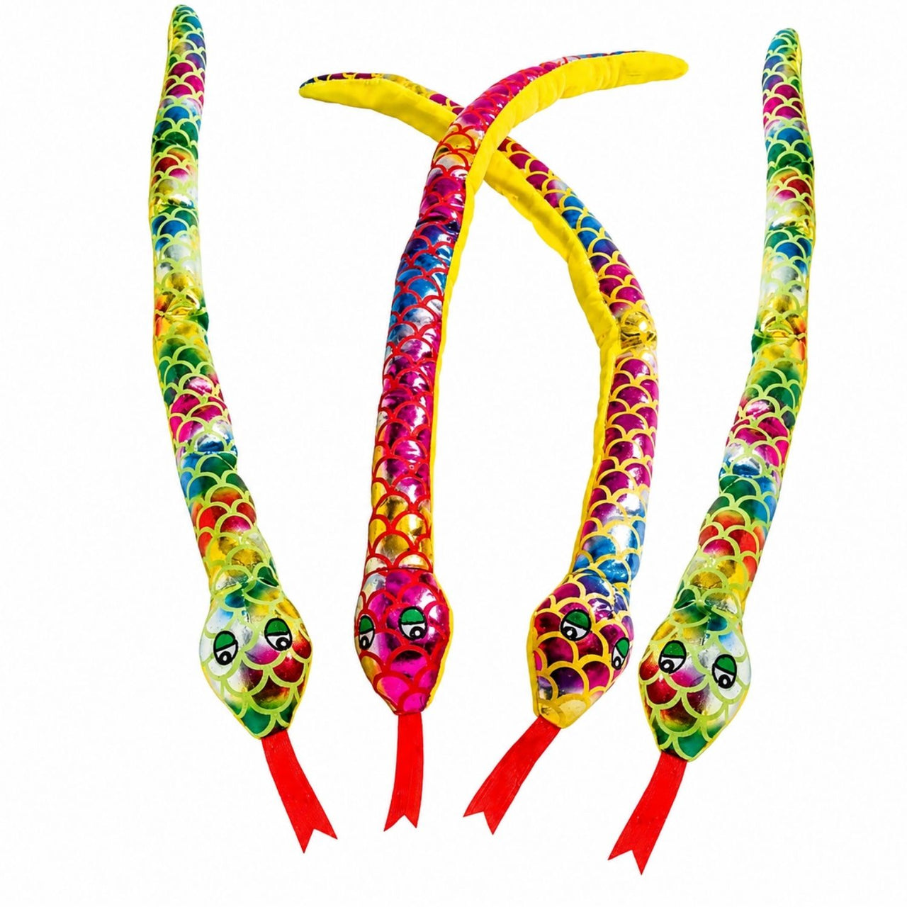 Metallic plush colorful snakes