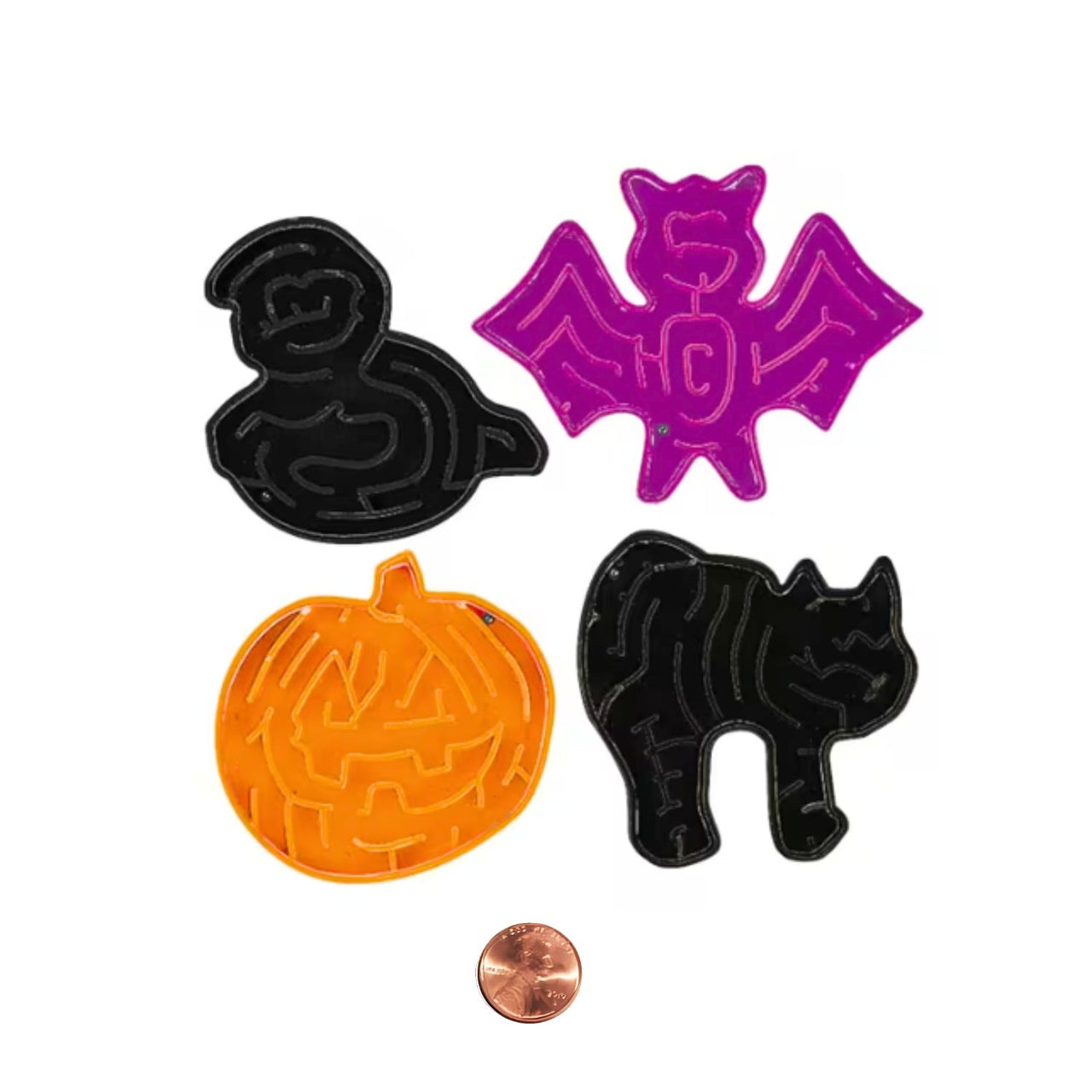 mini halloween maze puzzles bulk - cat, pumpkin, bat and ghost