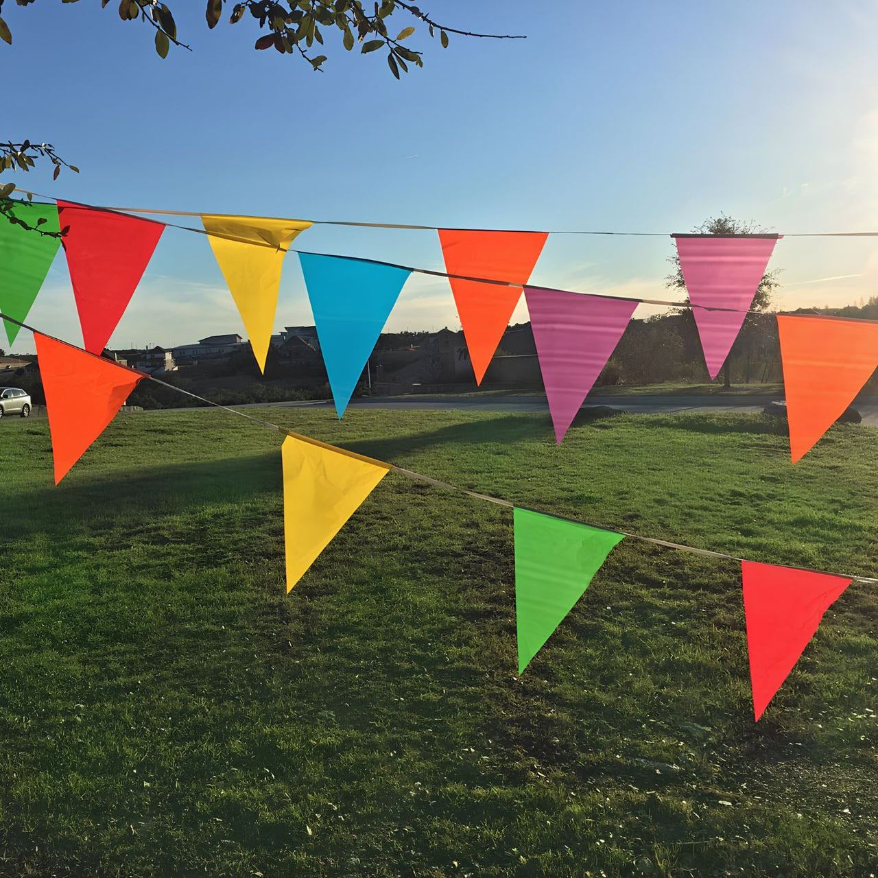 Multi colored pennant banner