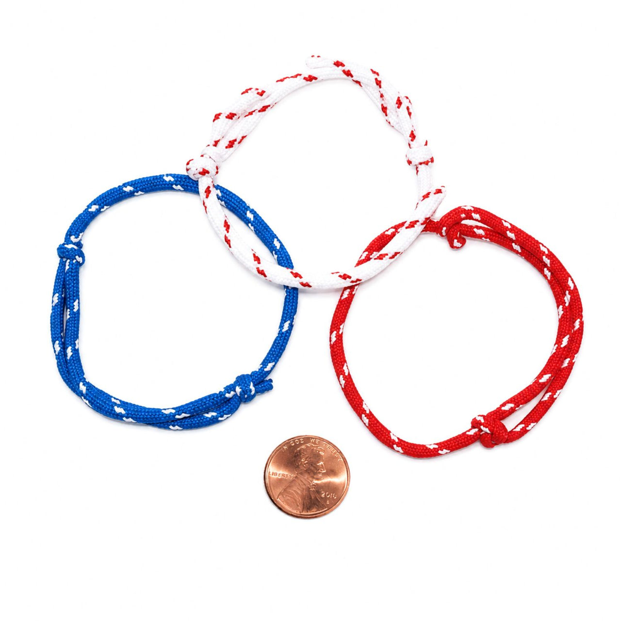 Patriotic Nylon Rope Bracelet (144 total bracelets in 2 bags) 9¢ each