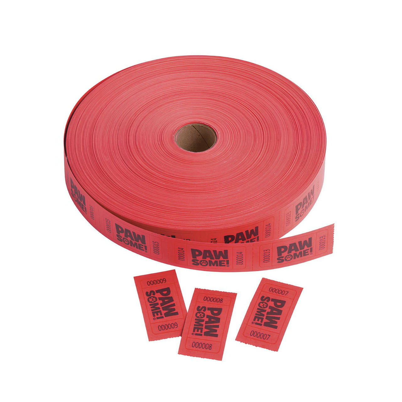 paw themed red ticket roll bulk
