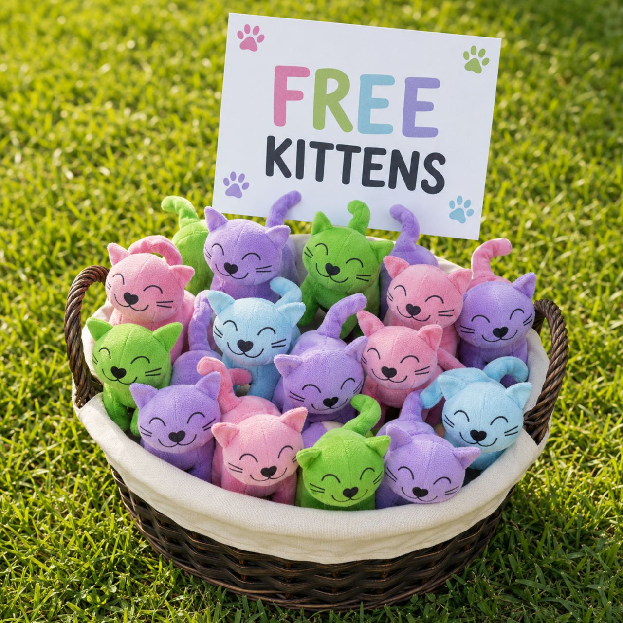 Stuffed Colorful Cats (24 total stuffed cats in 2 bags) $1.60 each