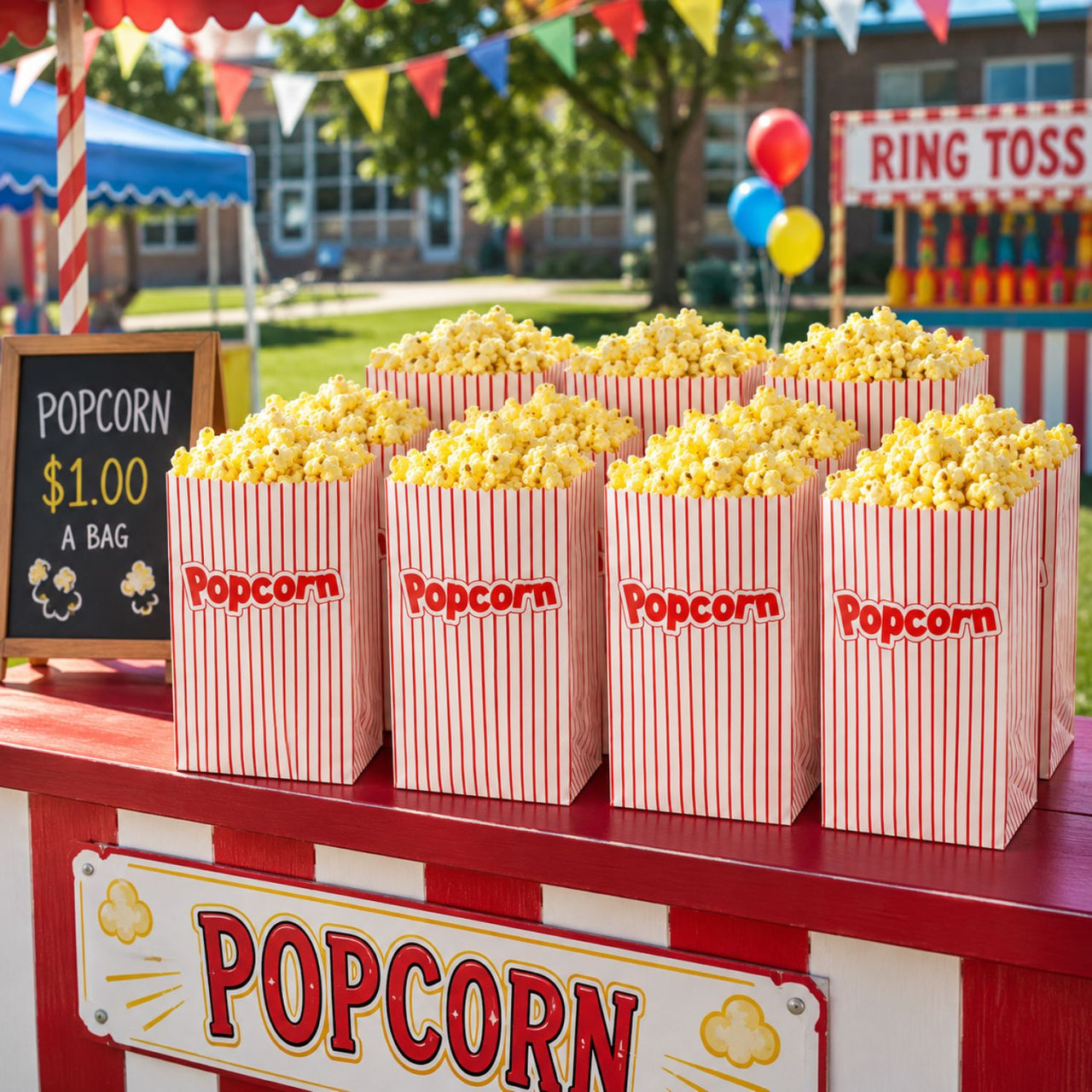 popcorn bags at a school carnival
