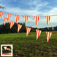 Thumbnail for Red white striped pennant banner outdoors