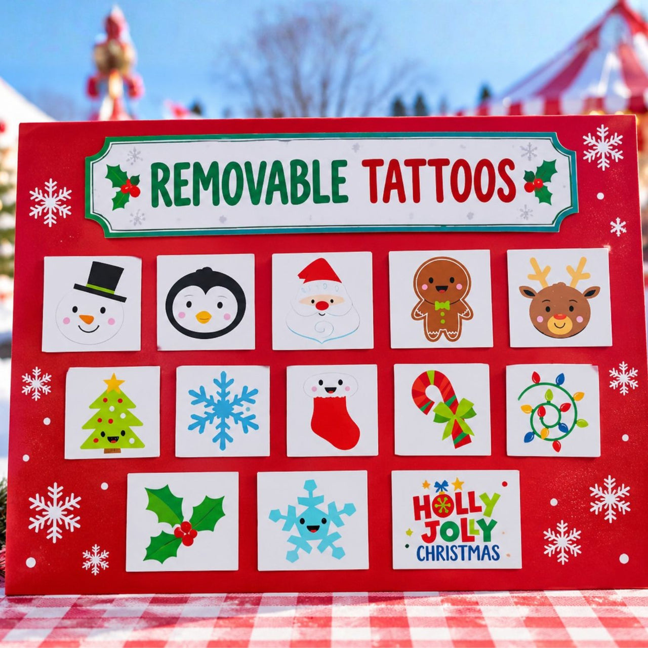 Bulk Glitter Temporary Holiday Tattoos (144 total pieces in 2 bags) 6¢ each