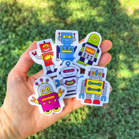 Thumbnail for assorted robot erasers in a hand
