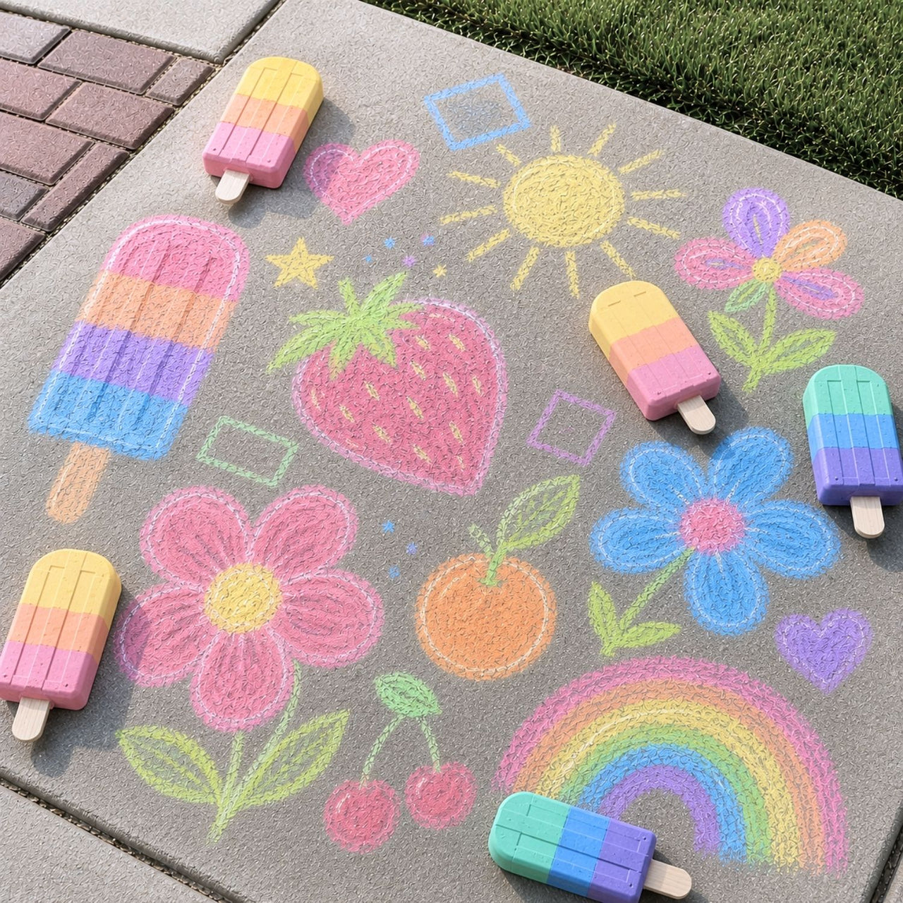 sidewalk designs using sidewalk chalk