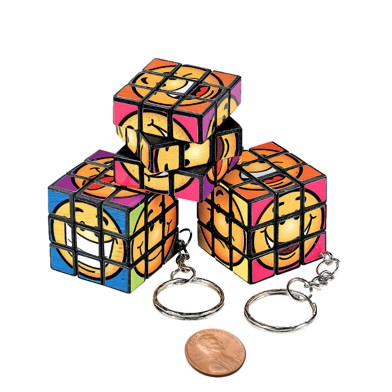 smile face cube game keychains small toy