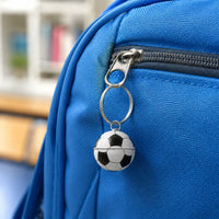 Thumbnail for soccer ball metal keychain on a backpack