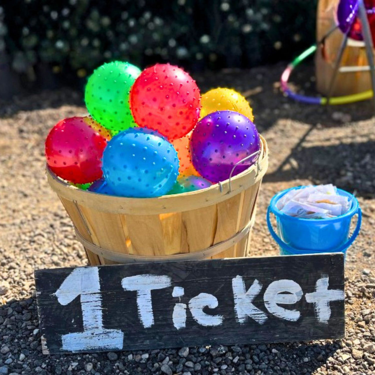 wooden handmade ticket sign at a fall festival